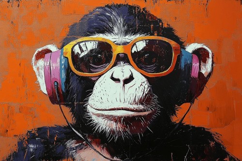 Banksy style monkey canvas - style, dj