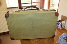 Vintage Canvas Lined Suitcase  Luggage Travel Storage  Theatre Prop 61x37x17cm