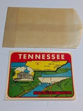 Tennessee Luggage Label Norris Dam Parthenon TVA Project Vintage