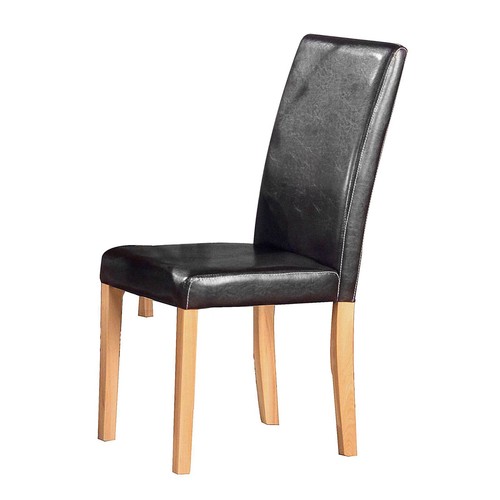 Black leather dining chair - black,