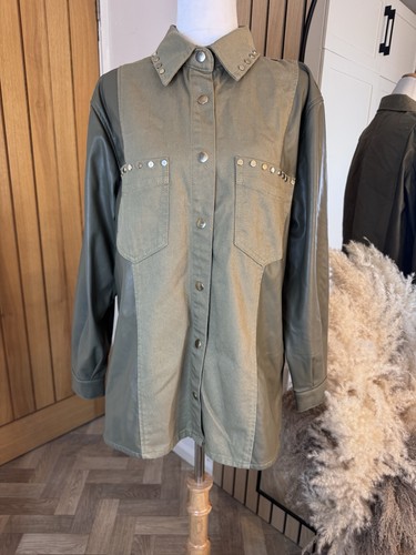 Zara olive green faux leather - green,