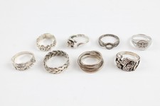 Sterling Silver Rings Elephants Band Plaited Minimalist x 8 (38g)