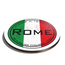 Round MDF Coaster Rome Italy Flag Circle #59194