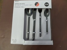 NEXT Sophia 16 Piece Black Hammered Stainless Steel Cutlery Set BNIP