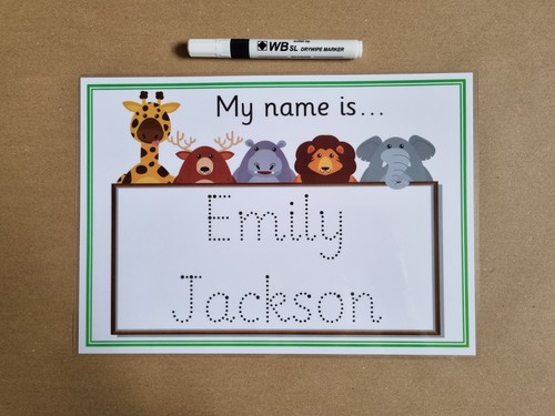 Name tracing card - name, animal