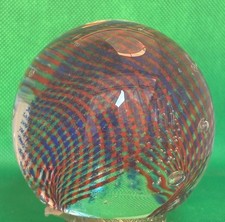 Caithness Scotland Signed Tartan Twist Controlled Bubble Glass Paperweight