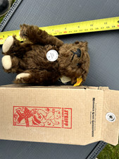 Miniature Steiff Teddy Bear in "Milk Carton" style box. Dunkelbraun 1905 16cm.