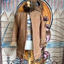 🌻 VTG KILLAH BABE Miss Sixty Y2K Afghan Coat Jacket Penny Lane Faux Suede Sz M