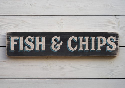 Fish chips vintage style - fish, &
