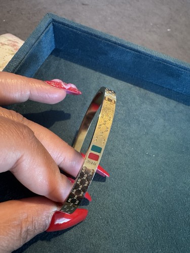 Gucci signed gold tone - signed, bangle