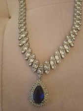 Jon Richards Sapphire Crystal Tear Drop Set Bangle, Earrings, Pendant