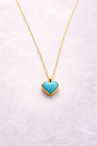 Gold plated heart necklace - gold,