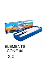 2x40 - 80 ELEMENTS CONES KING SIZE Ultra Thin Rice Pre Rolled Rolling Paper