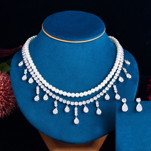 White gold plated pearl - white,