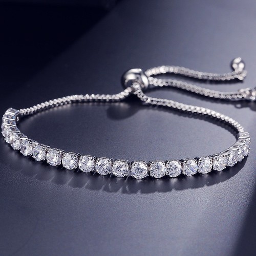 S925 silver slider crystal - silver,