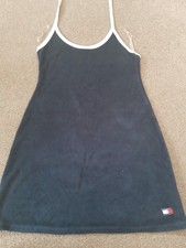 Tommy Jean's Halter Neck Toweling Dress In Navy Size Medium
