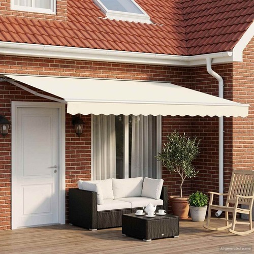 Retractable awning cream white - retractable,