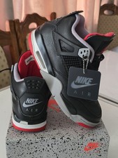 JORDAN 4 RETRO BRED REIMAGINED GS BLACK FIRE RED CEMENT UK 6 EUR 40 (FQ8212 006)