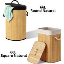 Bamboo laundry basket with lid - bamboo,