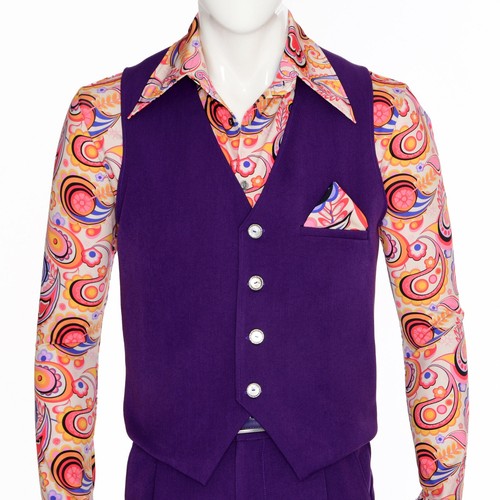 Men dark purple 70s vest - men’s,