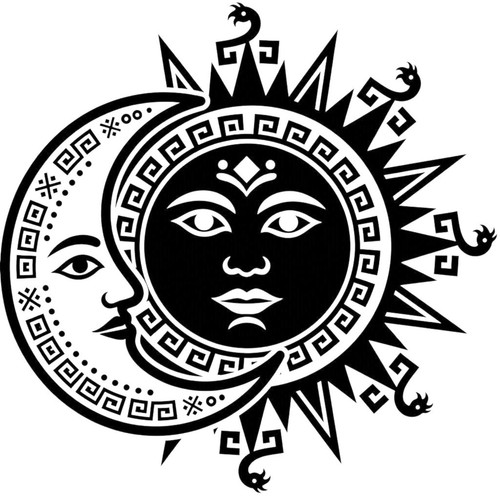 Asian sun moon sticker - asian,