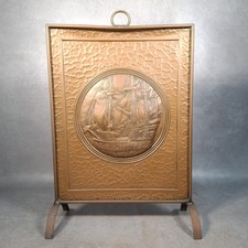 Vintage copper fire screen - vintage,