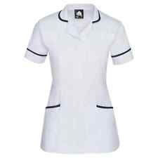 Nurses Tunic Ladies  Healthcare  hospital Dental Doctor Spa White With Navy Trim