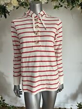 JOULES Esther Hoodie Jumper Hoody Size 8 12 14 & 16 Cream Red Stripe Women's Top