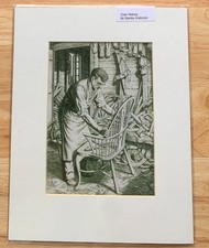 STANLEY ANDERSON - The Chairmaker`  MOUNTED WOOD CRAFTS  PRINT. COUNTRY PURSUITS