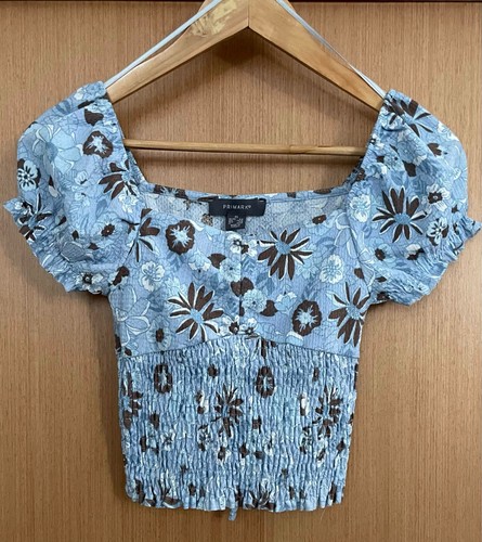 Blue brown floral - blue,