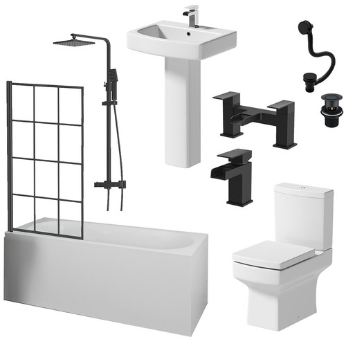 Black bathroom suite - bathroom,
