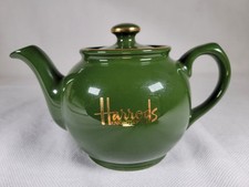 Harrods Tea Pot Classic Green & Gold James Sadler Small Pot 10.5cm High Rare 