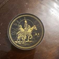 Vintage Damascene Small Decorative Plate 6 Cm Diameter