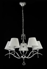 Maytoni Talia 5 Light Satin Chrome Chandelier with White Shades Pendant Light