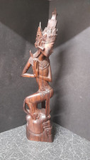 ANTIQUE! Shinta Art Bali Wood Sculpture Hand Carving Indonesian Goddess