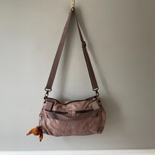 Kipling Messenger Bag Crossbody Handbag Grey Satchel Leather Medium Zip Up