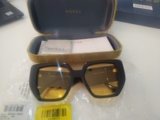 New Gucci  GG0956S Gold Black  Yellow Square Oversize  Sunglasses