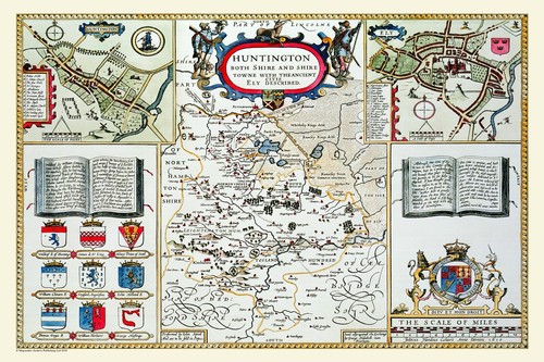 Old map huntingdonshire - old,