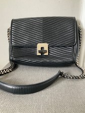 Reiss Black Leather Chevron