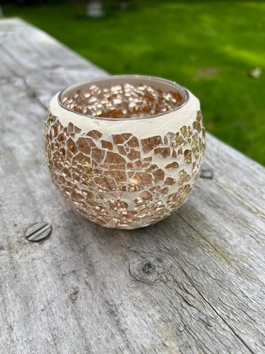 Gold mosaic tea light - gold, holder