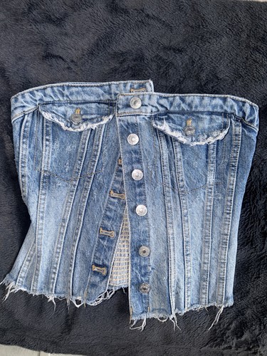 Zara blue strapless - zara, denim