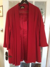 Stunning Vintage Feminella Open Front Cape Style Red Wool & Cashmere Coat 12