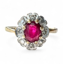 9ct Gold Ruby and Diamond Halo