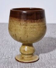 Vintage Retro Pottery Wine Goblet Glazed Footed Caramel Brown 250ml 