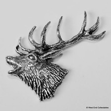 Red deer stag head pewter - red,