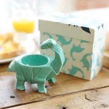 Turquoise Ceramic Diplodocus Dinosaur Egg Cup by House of Disaster with Gift Box