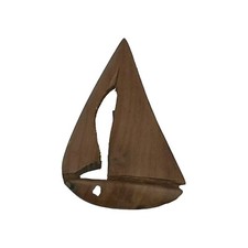 Carved Wooden SAILBOAT PIN