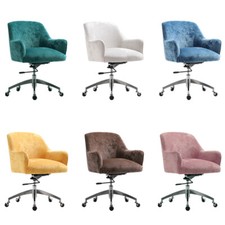 Swivel Gas Lift Office Chair Crushed Velvet Upholstered Tub Armchair With Wheels