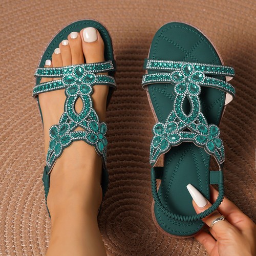 Womens diamante flower sandals - flower,