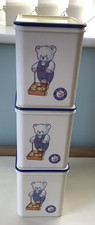 Vintage retro x3 Cow & Gate Baby Milk Plastic Containers & Lids Nutri-box